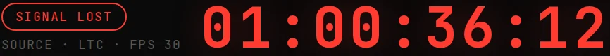The clock, red, signal lost